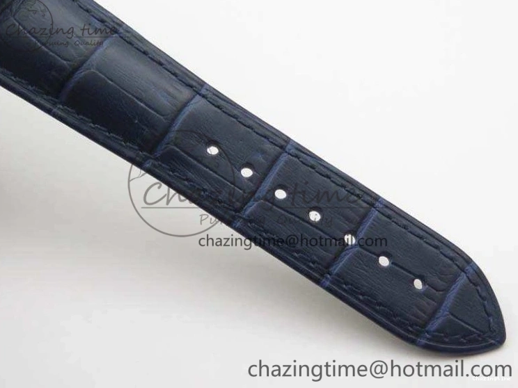 0308 MoistureWicking De Ville Chronograph SS OMF 1:1 Best Edition Blue Dial On Blue Leather Strap A 8110